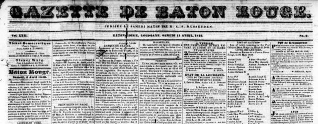 Une du journal la Gazette de Bâton-Rouge du 8 février 1879
