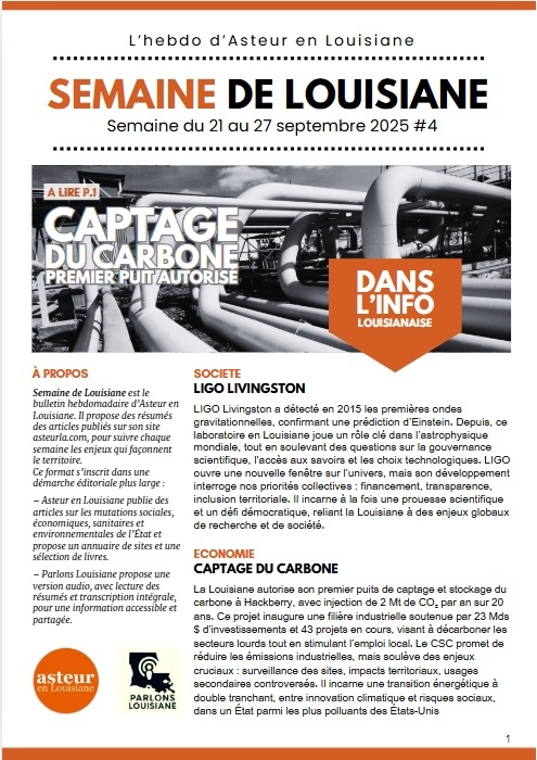 Une du bulletin Semaine de Louisiane